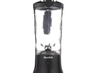 BlendLife Ultra Waterproof Portable Blender For Juices,Shakes,Smoothies. Pulse Mode Feature,Led Lights,230 Watts,4000Mah Battery,Usb-C Charging Port. 600Ml Jar,Inbuilt Sipper & Carry Handle- Black