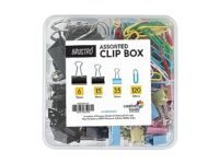 Brustro Clip Box Set of 56 Binder Clips (Less Effort) and 120 Paper Clips, Stationery Binding Supplies for Loose Papers, Files, DIY, Office and School Use