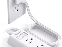 Cruise Essentials - Flat Plug Power Strip, Addtam 5 ft Ultra Flat Extension Cord with 6 Outlets Extender, No Surge Protector for Cruise Ship, Travel, Dorm, Home Office, ETL Listed