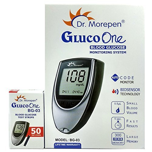 Dr. Morepen Blood Sugar Glucose Monitor with 50 Test Strips