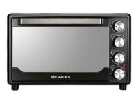 Faber 34L (DG) 1600W OTG | Bake, Toast, Roast, Grill | 6 Functions, Upper & Lower Heating, Rotisserie, 360° Convection | Double Glazed Glass | Crumb Tray, Bake & Pizza Plate, Silicon Gloves | (Black)