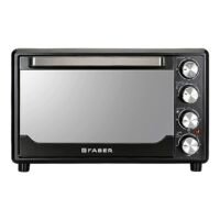 Faber 34L (DG) 1600W OTG | Bake, Toast, Roast, Grill | 6 Functions, Upper & Lower Heating, Rotisserie, 360° Convection | Double Glazed Glass | Crumb Tray, Bake & Pizza Plate, Silicon Gloves | (Black)