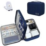Seagull Flight Of Fashion Double Layer Electronic Gadget Organizer Case , Cable Organizer Bag for Accessories with Mobile Stand - 27 X 20 X 9 cm - Navy Blue - Model 1