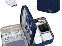 Seagull Flight Of Fashion Double Layer Electronic Gadget Organizer Case , Cable Organizer Bag for Accessories with Mobile Stand - 27 X 20 X 9 cm - Navy Blue - Model 1