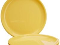 Signoraware Round Plastic Full Plate Set, Set of 3, Lemon Yellow