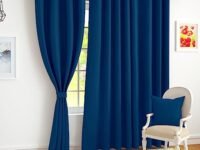 Story@Home Blackout Curtains 7 Feet Long Set of 2 Room Darkening Door Curtain Plain, Navy Blue