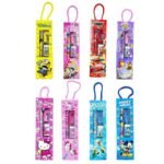 TRU TOYS Pencil for Girls Stationery Storage Set School Bag Box Waterproof Art Cartoon Design Gift Unicorn Supply Kids case Scale Pen Coloring Book Eraser Sharpener kit (Assorted Classic, Pack of 20)