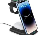 UNIGEN UNIDOCK 250 3-in-1 Wireless Charging Stand with 23W Type-C PD Compatible with iPhone 15/14/13/12/11 | All Apple Watches | AirPods 2/3/Pro | All Qi Enabled Devices (Black)