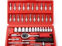 YWHWXB 46 Pieces Mechanic Tool Kit 1/4ââ‚¬Â Dr. Ratchet Socket Wrench Set with Storage Case, Includes Bit Sockets and Extension Bar