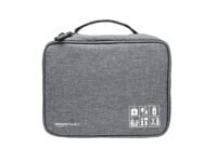 amazon basics Travel Organiser for Electronic Accessories, Flexible Padded Dividers, Waterproof, Foam Padding, For Cables, Chargers, Hard Disk, Power Bank (Grey)