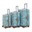 uppercase JFK Trolley Bag Set of 3 (S+M+L) | Hardsided Polycarbonate Printed Cabin & Check-in Luggage | Combination Lock | 8 wheel Trolley Bag |Suitcase for Men & Women | 2000 Days Warranty(Teal Blue)
