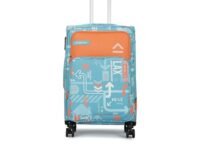 uppercase Jfk (Medium) 68Cms|Check-In Trolley Bag For Travel|Dust-Resistant Eco-Soft Polyester Printed Luggage|Sustainable 8 Wheel Speed_Wheel Suitcase For Men & Women |2500 Days Warranty (Teal Blue)