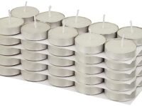 Amazon Brand - Solimo Wax Tealight Candles, 2-Hour Burn Time, Smokeless, No Residue (Set of 50, Unscented)