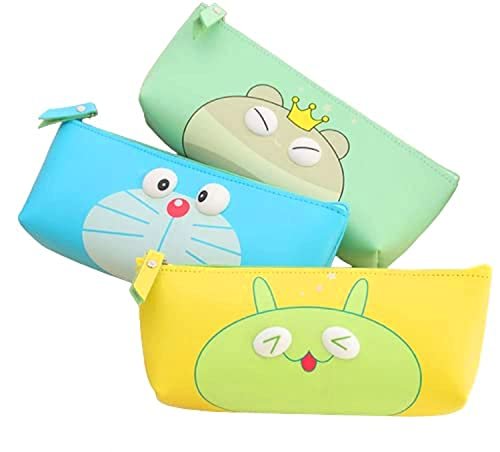 TRU TOYS Cute Eyes Pencil Pouch, Pencil Case Storage Pouch, School Stationery Eye Embossed Zipper Travel Pouch, School Supplies for Kids, Multi-Purpose Portable Large Capacity Organizer (Pack of 3)