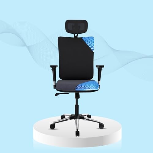 The Sleep Company SmartGRID Onyx High-Back Chair for Office & Home |Patented SmartGRID Technology for advanced Orthopedic Support |Adjustable Lumbar Support for Ergonomic Sitting Posture |Black & Grey