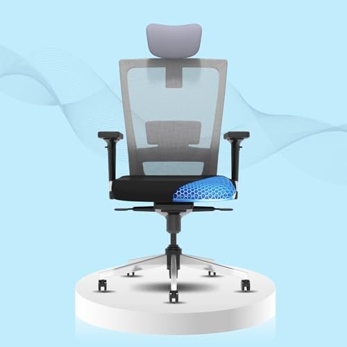 The Sleep Company SmartGRID Stylux Ergo High-Back Home & Office Chair | Patented SmartGRID Technology | SpinePro Adjustable Cushioned Ergonomic Lumbar Support for Desk Chair | Enduring Design | Grey