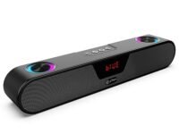 pTron Newly Launched Fusion Concert 24W Bluetooth 5.3 Speaker, Powerful Sound, RGB Lights, Soundbar for Phone/TV/Laptop/Tablets/Projectors, FM Radio/Aux/TF Card/USB Playback & TWS Function (Black)