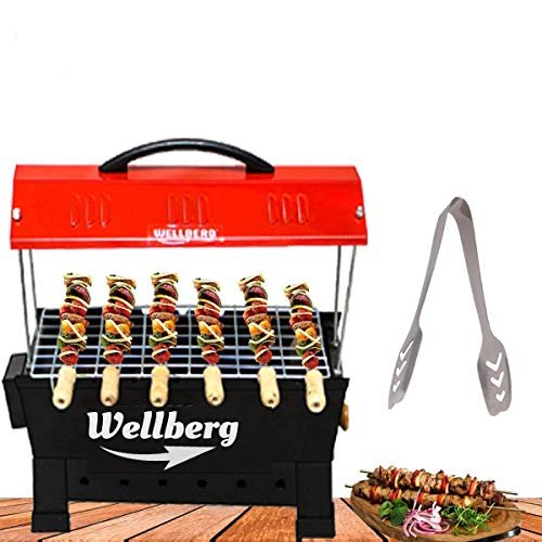 Wellberg Electric & Charcoal BBQ Grill | Tandoor Portable Barbecue | Stainless Steel Grill | Both for Outdoor & Indoor Electric Grill | Barbeque Grill Set For Home