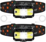 Headlamp Rechargeable,1200 Lumen Ultra Bright LED Head Lamp Flashlight with White Red Light, 2 Pack Motion Sensor Waterproof Headlight, 8 Modes Lights for Outdoor Camping Fishing Running