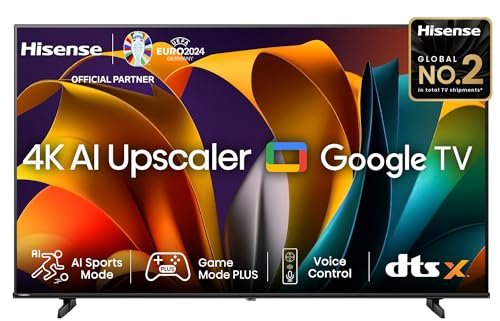 Hisense 139 cm (55 inches) E6N Series 4K Ultra HD Smart LED Google TV (Black) | 4K AI Upscaler | Voice Control | DTS Virtual X | Precision Color