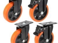 Quoram Caster Wheels for Furniture | Heavy Duty Caster Wheel(upto 600kg) | 360-Degree Rotating Polyurethane Wheels For Toy Wagons, Trolleys, Cooler Stands, Sofas, Tables | 4 Inch(2With Brake+2Without)