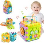 Sky Tech® Activity Cube Baby Toys 6 in 1 Multi-Purpose Educational Learning Cube with Music Activity Center Play Square with Musical Toys Shape Sorter Toy Gift for 18M+ Year Old Boy Girl Toddlers Kids