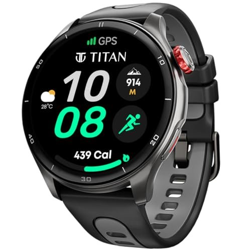 Titan Celestor Smartwatch with 1.43” AMOLED Display & AOD|60Hz Fluid Display|Advanced GPS with Altimeter, Barometer & Compass|Piezoelectric Crown|BT Calling|NitroFast Charge|Upto 7 Day Battery|3ATM