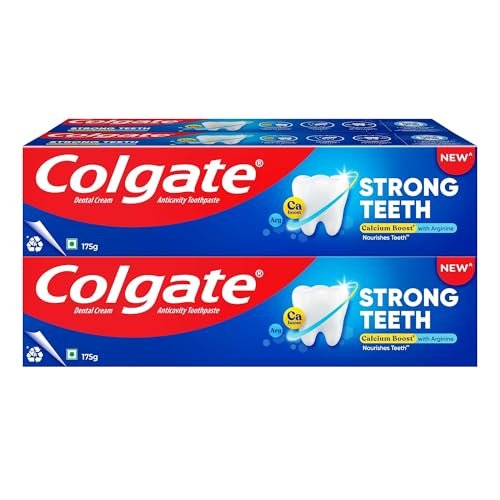 Colgate Strong Teeth, 700g, India’s No: 1 Toothpaste Brand, Calcium-boost Tooth Paste for 2X Stronger Teeth, Whitens Teeth, Fresh Breath & Prevents Cavities (Combo Pack Offer)