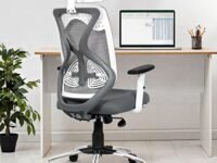 Da URBAN® Merlion Office Chair,High Back Mesh Ergonomic Home Office Desk Chair with 3 Years Warranty, Adjustable Armrests,Adjustable Lumbar Support,Tilt Lock Mechanism (Grey)