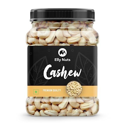 Elly Nuts 100% Natural and Premium Whole Cashew Nuts| Whole Plain Kaju 1Kg | Cashew Dry Dry Fruit Whole Cashew Nuts [Jar Pack] - Diwali Gift Pack