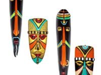 Hand Art Terracotta Eco Friendly Tribal Mask and Egyptian Mask (Multi_3 Inch X 12 Inch X 0.4 Inch)