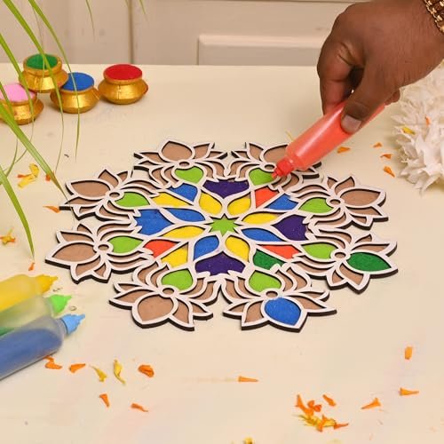 12 Inches Rangoli Stencils Rangoli Making Tools Kit, Rangoli Template for Diwali Decor, Reusable Poratable Floating Rangoli - Diwali Decoration Item for Home Office Waterproof Rangoli