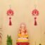 eCraftIndia Lotus Flower Decorative Wall Hanging for Home Decor (Pack of 2) - Lotus Hangings for Main Door Entrance, Pooja Room, Temple- Wedding Ganpati Navratri Diwali Decoration Items for Home Decor