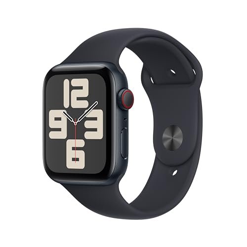 Apple Watch SE (2nd Gen, 2023) [GPS + Cellular 44mm] Smartwatch with Midnight Aluminum Case with Midnight Sport Band S/M. Fitness & Sleep Tracker, Crash Detection, Heart Rate Monitor, Retina Display