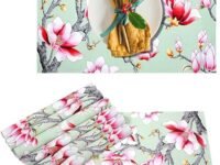 daiDokoro Rectangular Crossweave Woven PVC Vinyl Non-Slip Insulation Heat-Resistant & Waterproof Stain Resistant Washable Placemat for Dining & Kitchen Table-(Light Green & Red,Set of 6)