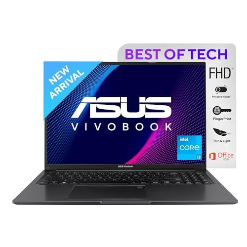 ASUS Vivobook 16, Intel®Core™ i3-1215U 12th Gen, 16" (40.64 cm) FHD+, Thin and Light Laptop (16 GB RAM/512GB SSD/Win11/FingerPrint/Black/1.88kg), X1605ZAB-MB342WS