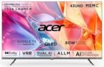 Acer 109 cm (43 inches) Super Series 4K Ultra HD Smart QLED Google TV AR43QDXGU2875AT (Black) 2024 Model