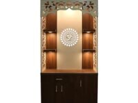 Alpine Willow 3X6 ft Wooden Temple I Temple for Home I Pooja Temple I Corian Design Temple I Big Temple for Home I Temple for Office I Temple Decoration I Mandir for Home (Walnut and Frosty White)