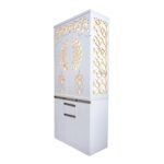 Alpine Willow Wooden Temple I Temple for Home I Pooja Temple I Corian Design Temple I Big Temple for Home I Temple for Office I Temple Decoration I Mandir for Home (3x7 Ft Frosty White with Doors)
