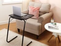 Amazon Basics Height Adjustable Laptop Table | Adjustable Table Angle | Alloy Steel | Foldable | Black | 75 cm - H, 52.5 cm - L, 40 cm - W