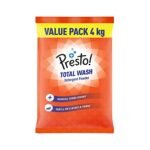 Amazon Brand - Presto! Total Wash Detergent Powder 4 kg |Tough on Stains | Safe and Gentle on Fabrics | Refreshing Floral Fragrance | Machine and Hand Wash