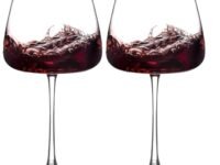 BINZO Glass Red White Wine Glasses, Set of 2, 540 ml, Crystal Burgundy Glasses for Drinking, Light Weight, Ultra Thin, Premium Glassware, Pack of (2)