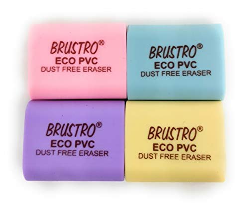 BRUSTRO ECO PVC dust Free Eraser Pack of 10 (Each Pack Contains 2 erasers)