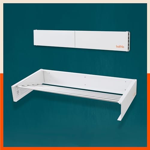 Bathla Mobidry Eze Wall Mounted Clothes Drying Rack | 5 Steel Rods - 3.5 m Length | White | 2 Year Warranty