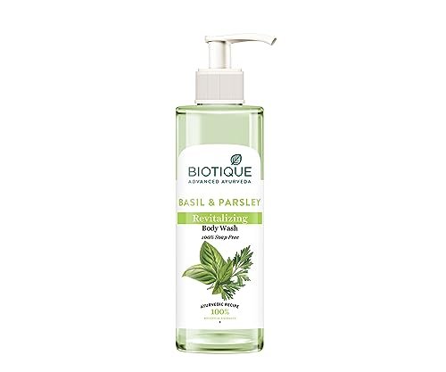 Biotique Basil & Parsley Revitalizing Body Wash | Soften Skin | Provides Natural Brightness | Deeply Cleanses | 100% Botanical Extracts | Suitable for All Skin Types | 200ml