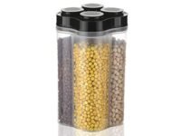 Clazkit Airtight Transparent Plastic Lock Food Storage 4 Section Container Jar for Grocery, Fridge Container Pack of 1, 2500ML - Black