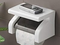 CoolBELL 1 Pc Plastic Toilet Paper Holder Tissue Roll Stand Box with Shelf Rack - White Color