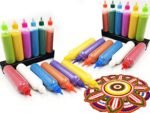 CraftVatika 24 Rangoli Colour Powder Tube Kit Diwali Decoration Items Bottles Tool Floor Art Rang for Home Navratri Pongal Pooja Mandir Decor (Pack of 12) (24 Count (Pack of 1))
