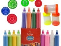 CraftVatika Rangoli Making Tools Kit Set of 12 Rangoli Color Powder Bottle Rangoli Making Stencil Set of 3 Rangoli Fillers Stamp, Fillers for Floor Diwali Onam Pongal Floor Decoration