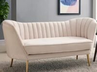 Craftric Loveseat Two Seater Sofa Flared Arm Loveseat 2 Seater Sofa for Living Room with Golden Steel Legs Two Seater Sofa for Home & Living Room in Beige Colour